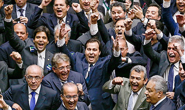 Rodrigo Maia comemora vitória para presidência da Câmara. Foto: Pedro Ladeira/Folhapress